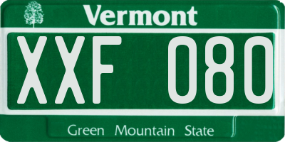 VT license plate XXF080