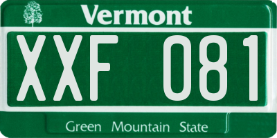 VT license plate XXF081