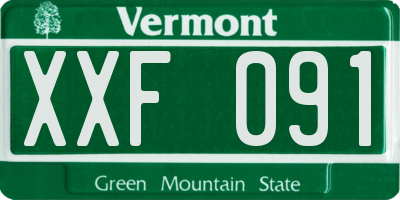 VT license plate XXF091
