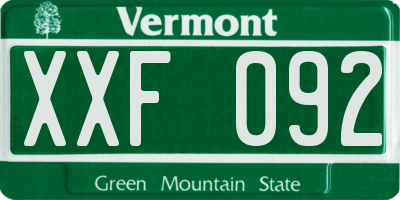 VT license plate XXF092