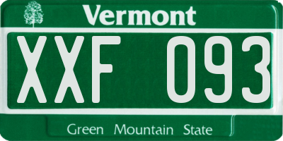 VT license plate XXF093