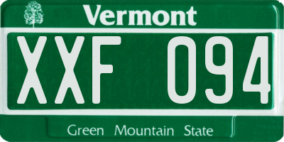VT license plate XXF094