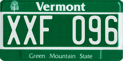 VT license plate XXF096
