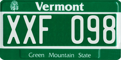 VT license plate XXF098