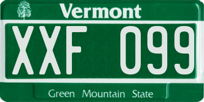 VT license plate XXF099