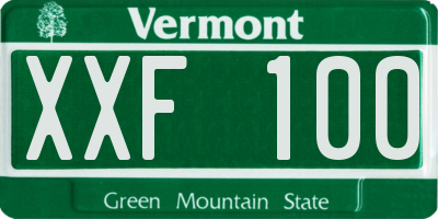 VT license plate XXF100