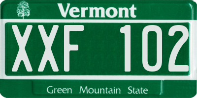 VT license plate XXF102