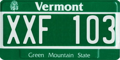 VT license plate XXF103