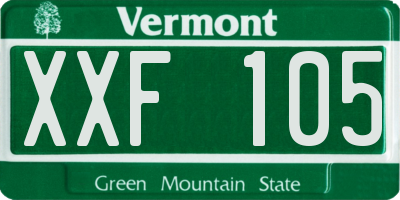 VT license plate XXF105