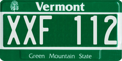 VT license plate XXF112