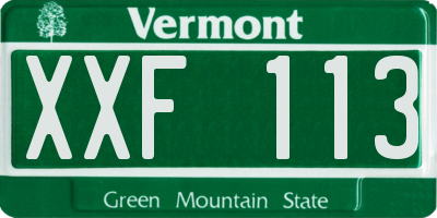VT license plate XXF113
