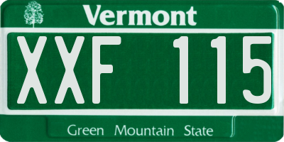 VT license plate XXF115