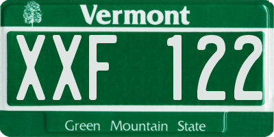 VT license plate XXF122