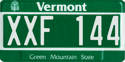 VT license plate XXF144