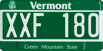 VT license plate XXF180