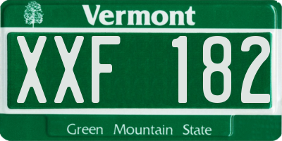 VT license plate XXF182