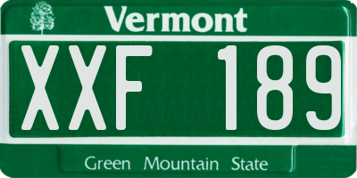 VT license plate XXF189