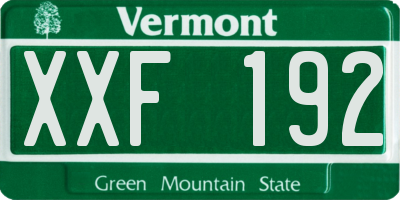 VT license plate XXF192