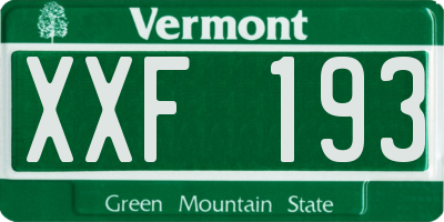 VT license plate XXF193