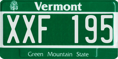 VT license plate XXF195
