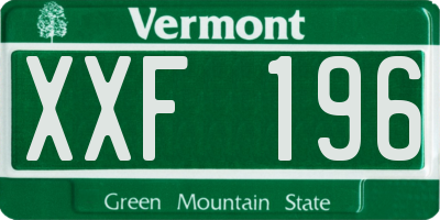 VT license plate XXF196