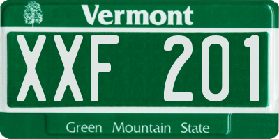 VT license plate XXF201