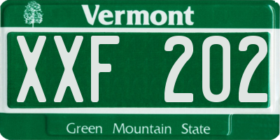 VT license plate XXF202