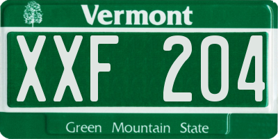 VT license plate XXF204