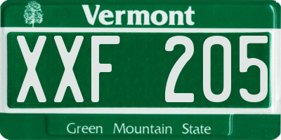 VT license plate XXF205