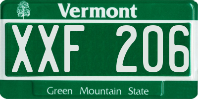 VT license plate XXF206
