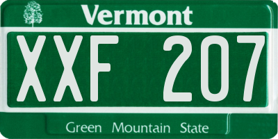 VT license plate XXF207
