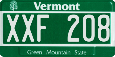 VT license plate XXF208