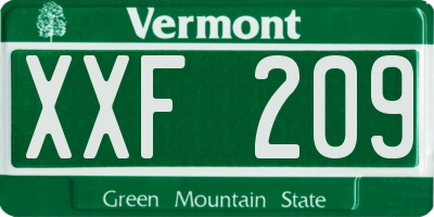 VT license plate XXF209