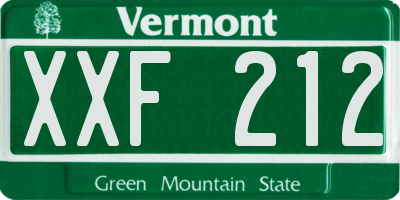 VT license plate XXF212