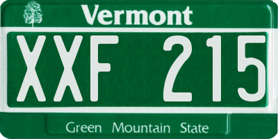 VT license plate XXF215