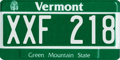 VT license plate XXF218