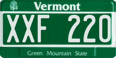 VT license plate XXF220