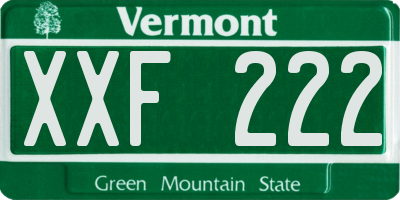 VT license plate XXF222