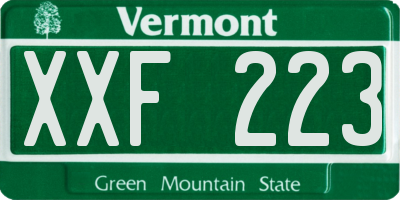 VT license plate XXF223