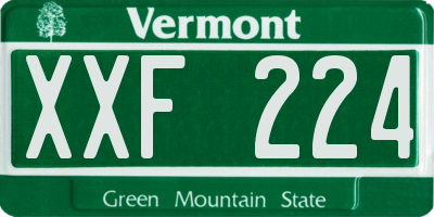 VT license plate XXF224