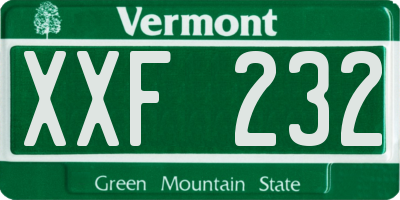VT license plate XXF232