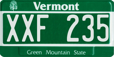 VT license plate XXF235