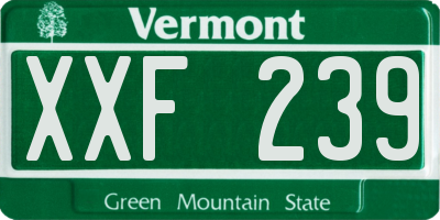 VT license plate XXF239