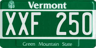 VT license plate XXF250