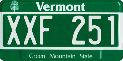 VT license plate XXF251