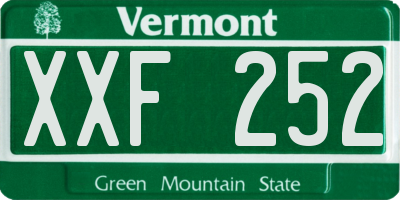 VT license plate XXF252