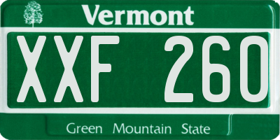 VT license plate XXF260