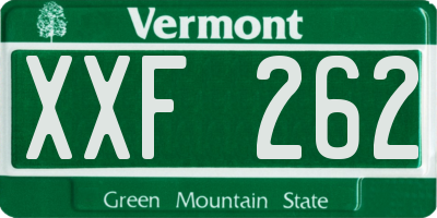 VT license plate XXF262