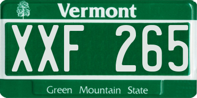VT license plate XXF265