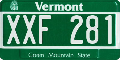 VT license plate XXF281